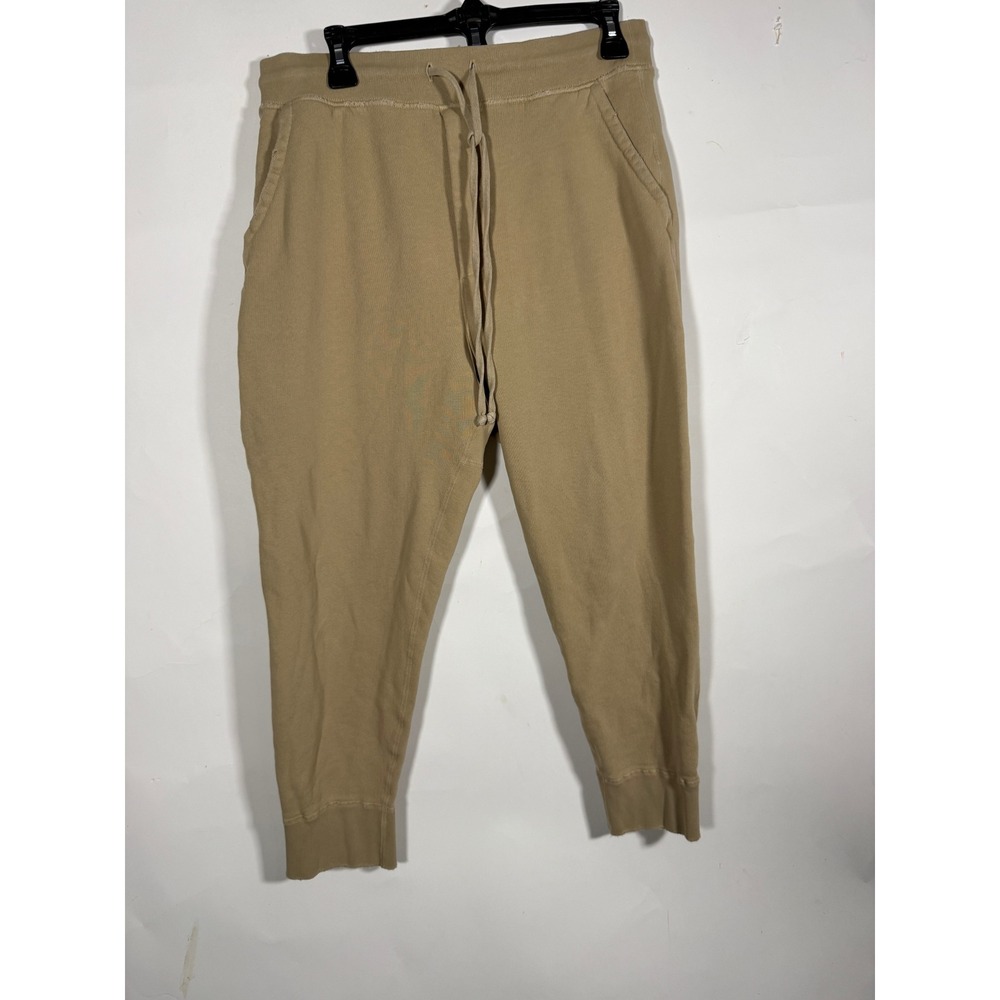 Nili Lotan Jogger Sweatpants Tan Khaki Cotton French Terry Tapered USA